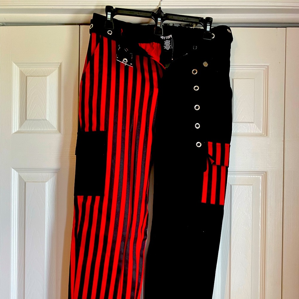Hot Topic cargo pants. Red/black stripes